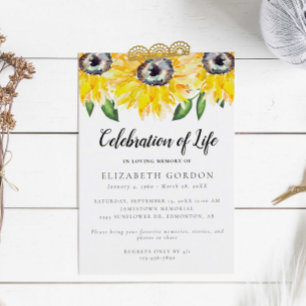 Invitation Sunflower Celebration of Life Funeral Memorial Inv