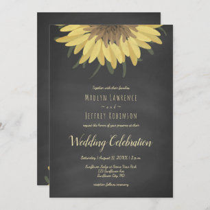 Invitation Sunflower Chalkboard Mariage campagnard rustique