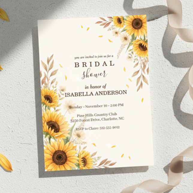 Invitation Sunflower Corner Bridal Shower Rustic Style (rustic farmhouse invitation design)