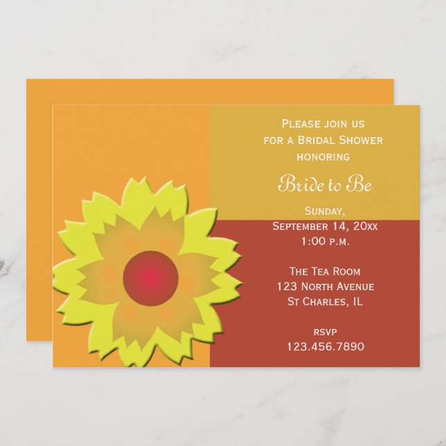 Invitation Sunflower Couleur Bloc de douche nuptiale Invitati (Devant / Derrière)
