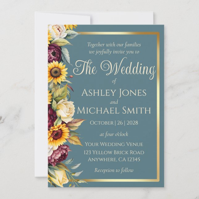 Invitation Sunflower Country Elegance Mariage (Devant)
