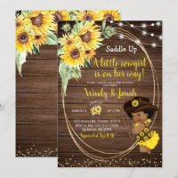 Sunflower Cowgirl rustique Afro Girl Baby shower I