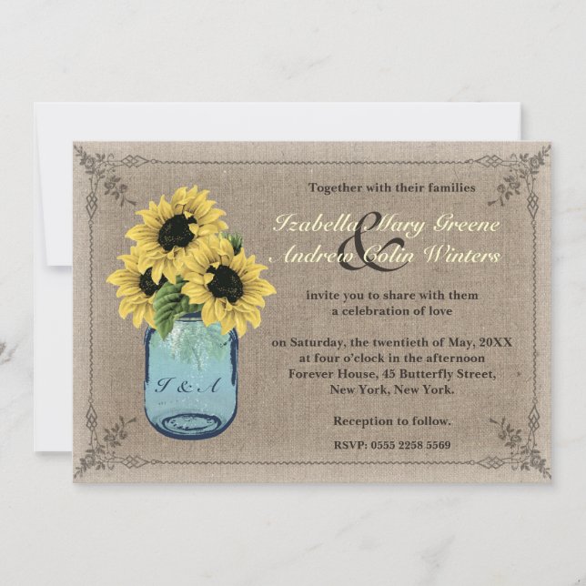 Invitation Sunflower de Mason Jar (Devant)