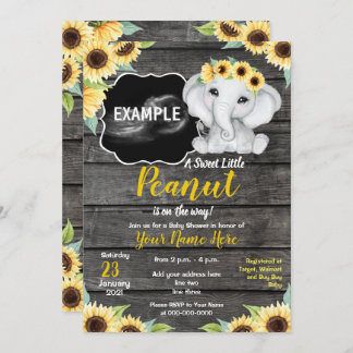 Invitation Sunflower Elephant Ultrasound Baby shower Invi