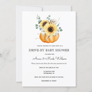 Invitation Sunflower en Citrouille Automne Drive par Baby sho