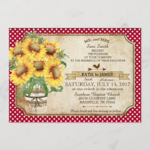 Invitation Sunflower En vichy Check Country Pique-nique Maria