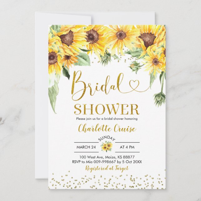 Invitation Sunflower est sur le chemin Baby shower Blonde Gir (Devant)