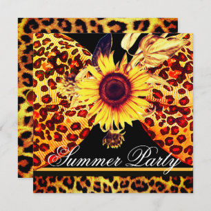 INVITATION SUNFLOWER ET LEOPARD FUR BOW SUMMER GARDEN PARTY