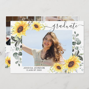Invitation Sunflower Eucalyptus 3 PHOTO Graduation Party