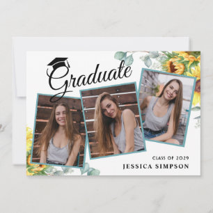 Invitation Sunflower Eucalyptus 3 PHOTO Graduation Party
