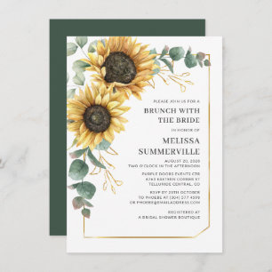 Invitation Sunflower Eucalyptus Brunch avec Bride Green