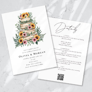 Invitation Sunflower Eucalyptus Cake QR Code Mariage