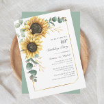Invitation Sunflower Eucalyptus Floral 60e anniversaire<br><div class="desc">Sunflower Eucalyptus Botanical Floral 60th Birthday Invitation vous pouvez facilement customiser avec les détails de votre fête en cliquant sur le bouton "Personnaliser". Parfait pour les autres anniversaires. Avec script moderne et typographie et faux feuillage d'or</div>