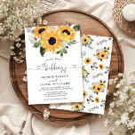 Invitation Sunflower Eucalyptus Mariage de verdure<br><div class="desc">Célébrez votre histoire d'amour avec notre Faire-part de mariage Sunflower Eucalyptus Greenery. Cette étonnante aquarelle présente les tons chauds du vert sauge et du jaune,  capturant l'essence d'un mariage campagnard avec son charme rustique. Les beaux fleurs sauvages sont un complément parfait pour votre mariage de automne.</div>