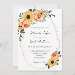Invitation Sunflower Fall Boho Terracotta Mariage