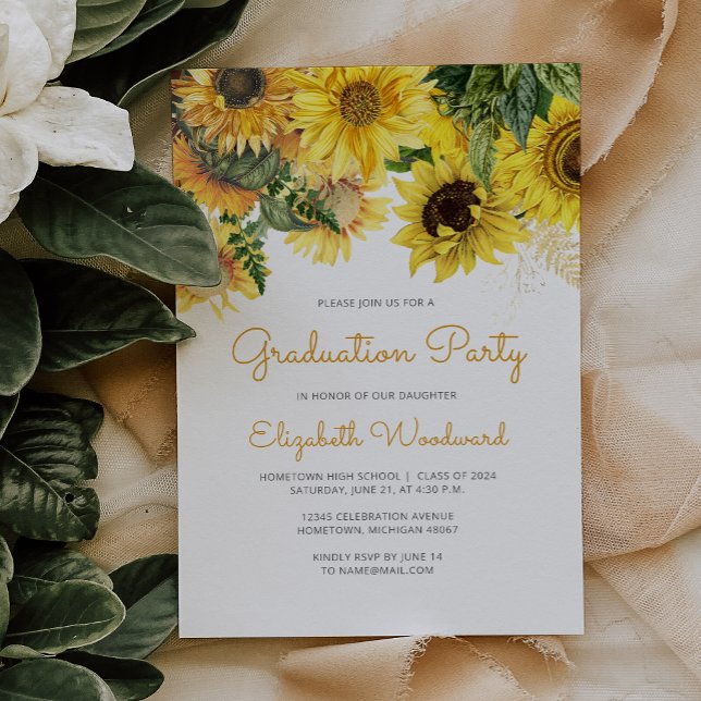 Invitation Sunflower Floral Graduation Party 2024 (Créateur téléchargé)
