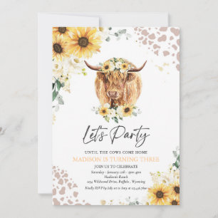 Invitation Sunflower Floral Highland Vache fête d'anniversair