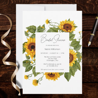 Invitation Sunflower Frame Bridal Shower 