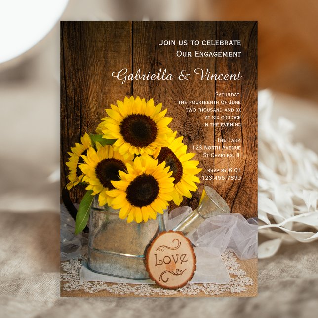Invitation Sunflower Garden Waters Can Engagement Party (Créateur téléchargé)