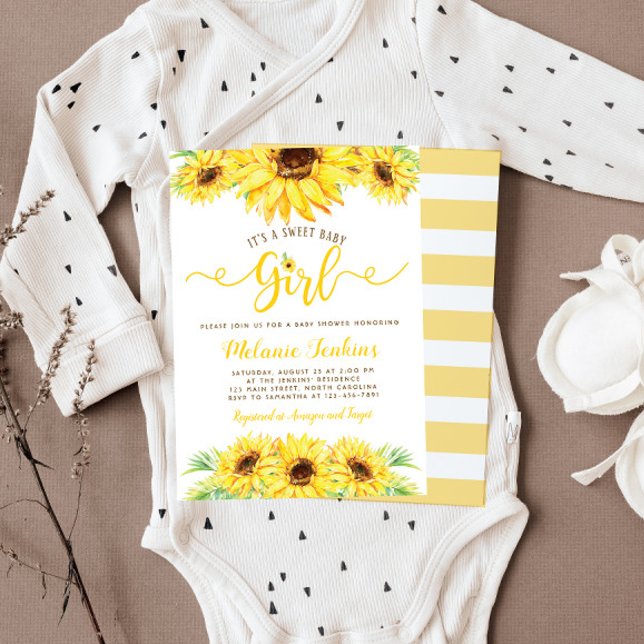 Invitation Sunflower Girl été Baby shower floral (Créateur téléchargé)