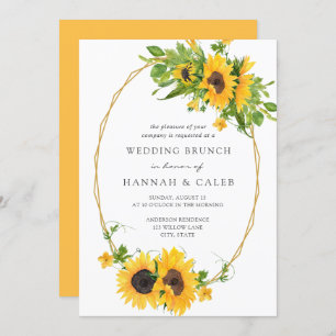Invitation Sunflower Gold Cadre géométrique Mariage Brunch