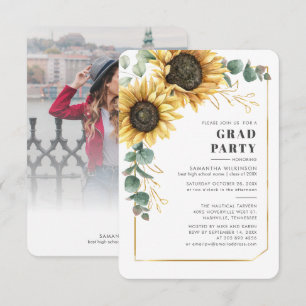 Invitation Sunflower Grad 2025 Photo Graduation Party