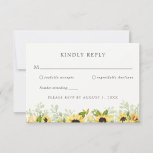 Invitation Sunflower Greenery Wedding Réponse du RSVP