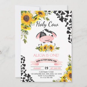 Invitation Sunflower Holy Cow Cow Imprimer Premier anniversai