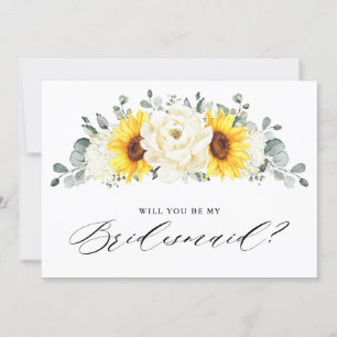 Invitation Sunflower Ivory Peony Serez-vous ma servante d'hon