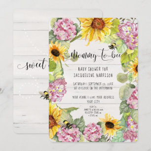 Invitation Sunflower Mommy to Bee Rose Hydrangeas Douche