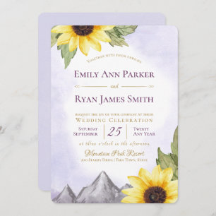 Invitation Sunflower Mountain Lavender Purple Mariage