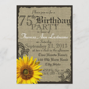 Invitation Sunflower Ouest Rustique 75e anniversaire