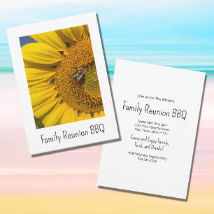 Invitation Sunflower Photo Summer Family Reunion BBQ