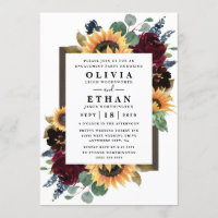 Sunflower Roses Bourgogne Blue Engagement Party