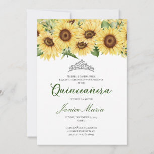 Invitation Sunflower Tiara Quinceañera
