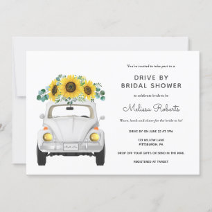 Invitation Sunflower White Voiture En Fête des mariées