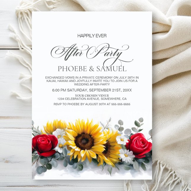 Invitation Sunflowers and Roses Wedding After Party (Créateur téléchargé)