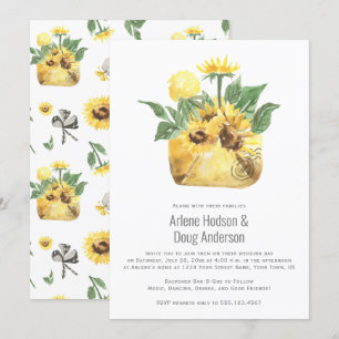 Invitation Sunflowers Backyard Casual Wedding Bar-B-Que  