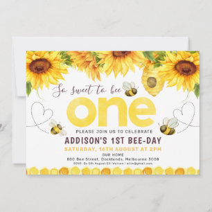 Invitation Sunflowers Bees Hearts Bee Day Premier anniversair