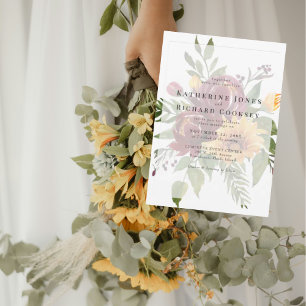 Invitation Sunflowers Bold Aquarelle Mariage Floral