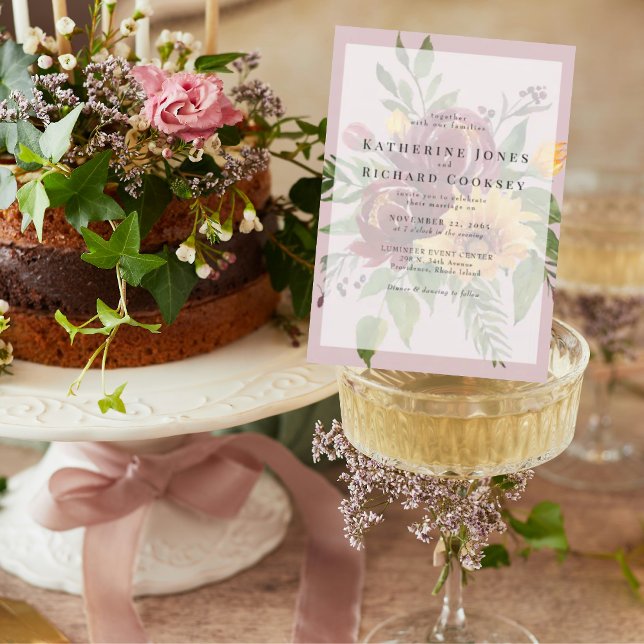 Invitation Sunflowers Bold Floral rose Mariage (Créateur téléchargé)