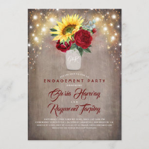 Invitation Sunflowers Burgundy Russe Automne