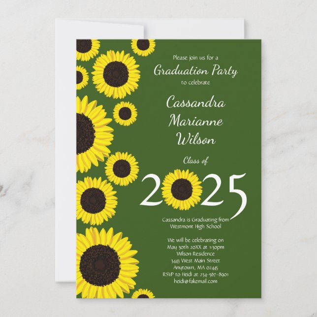 Invitation Sunflowers Country Graduation Party (Devant)