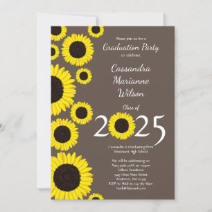 Invitation Sunflowers Country Graduation Party Brown Grey