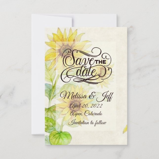 Invitation Sunflowers enregistrer l'invitation de date (Devant)