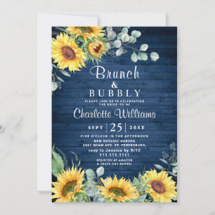 Invitation Sunflowers Eucalyptus Aquarelle Brunch & Bubbly