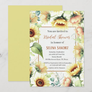 Invitation Sunflowers Eucalyptus Floral Bride Fête des mariée