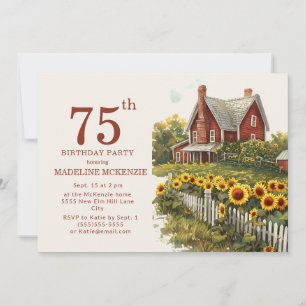 Invitation Sunflowers Farmhouse 75e fête d'anniversaire