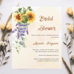 Invitation Sunflowers lavande nuptiale douche