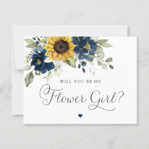 Invitation Sunflowers Marine Blue Greenery Flower Mariage
